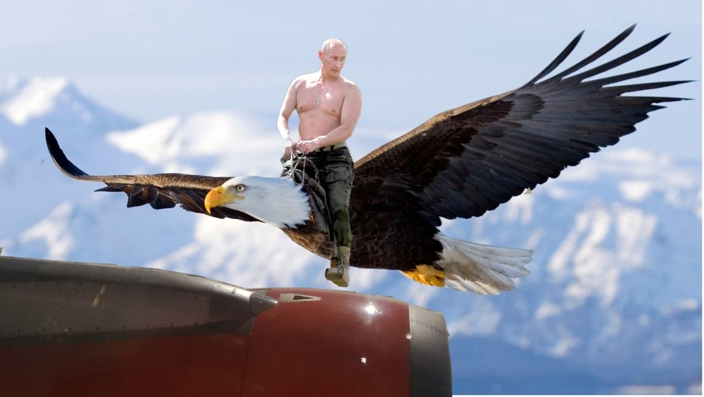 Putin flying an eagle